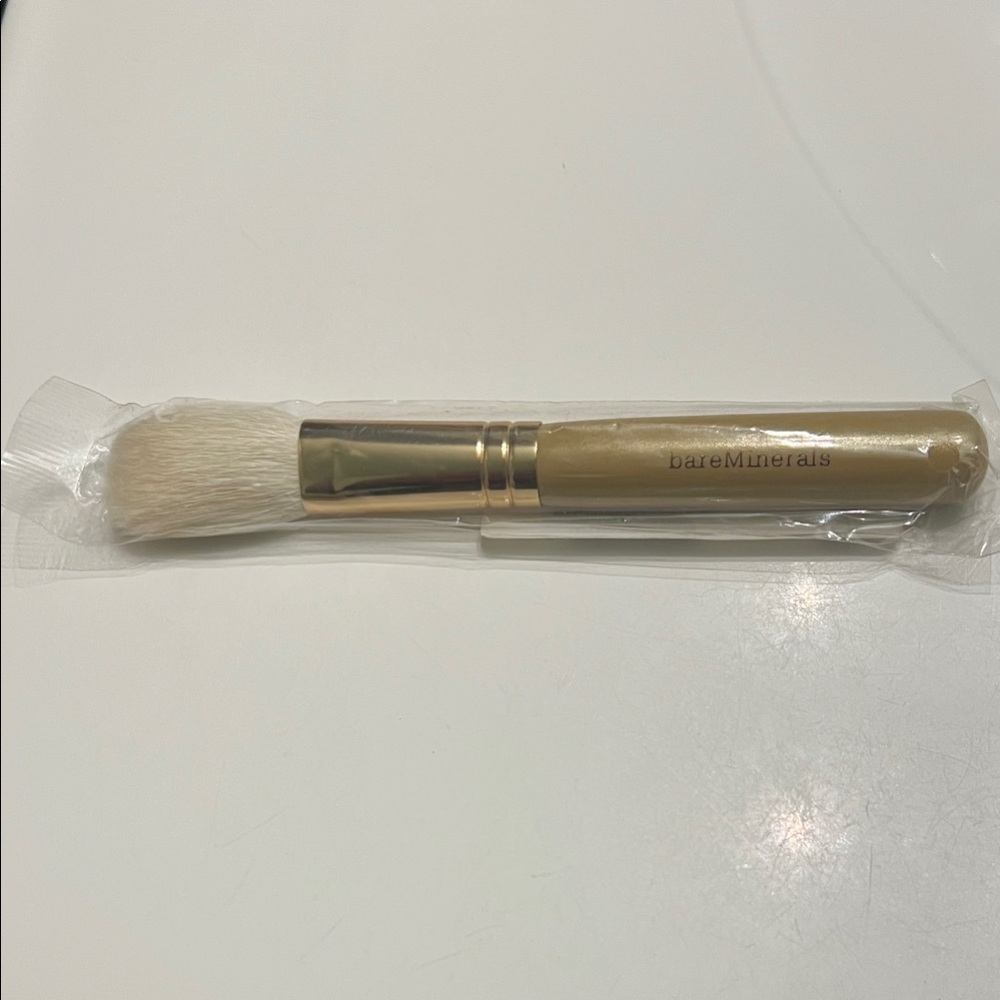 bareMinerals Tapered Gold Handle Brush with White Bristles Sealed Package